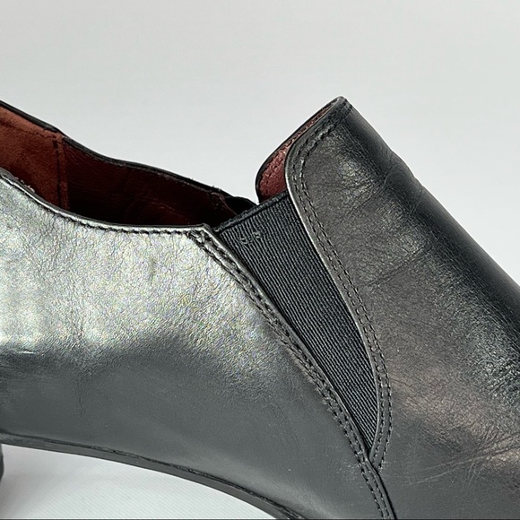 Kumfs Heels Ankle Boots Leather Black Slip Ons Black Comfy Dressy Office Career - Picture 6 of 16